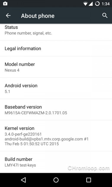 Nexus 4 running Android 5.1.0