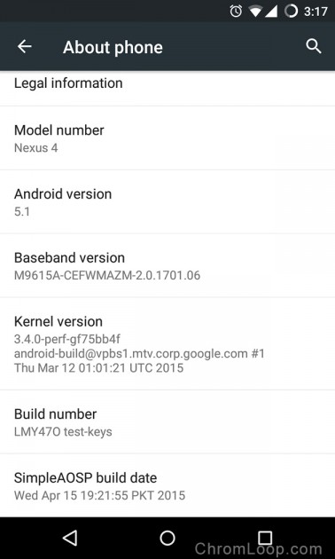 Simple AOSP Nexus 4 Android 5.1