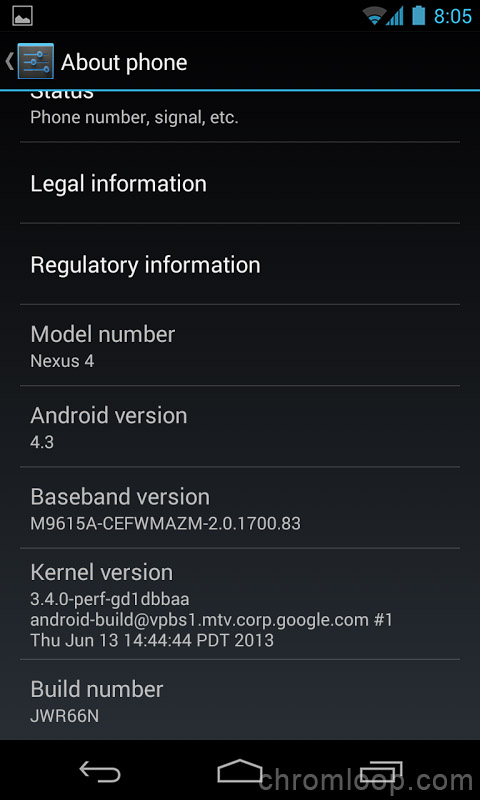 Android 4.3 Nexus 4