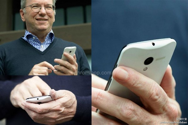 Motorola X phone white with Google CEO