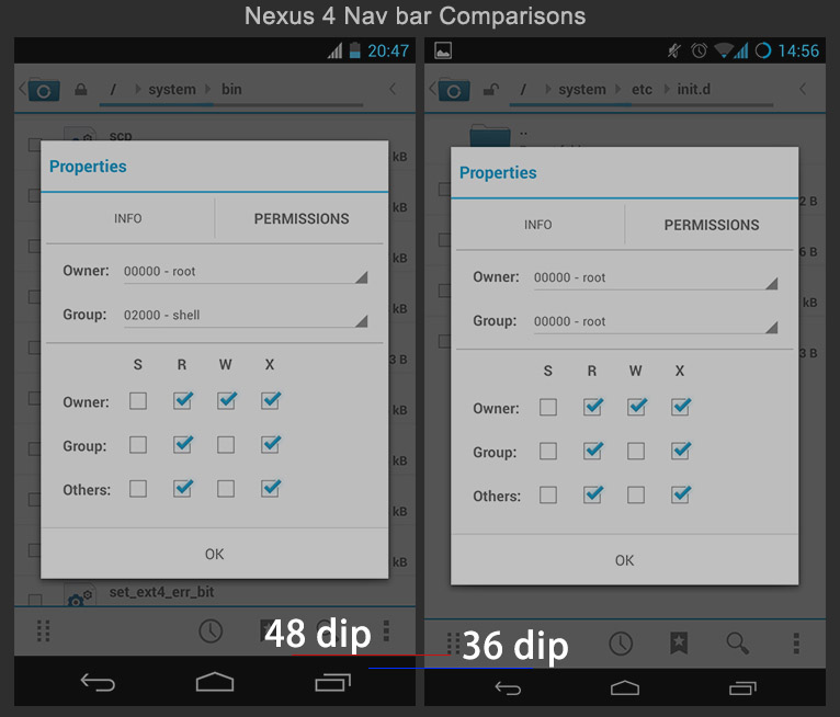 Nexus 4 Nav bar Comparisons