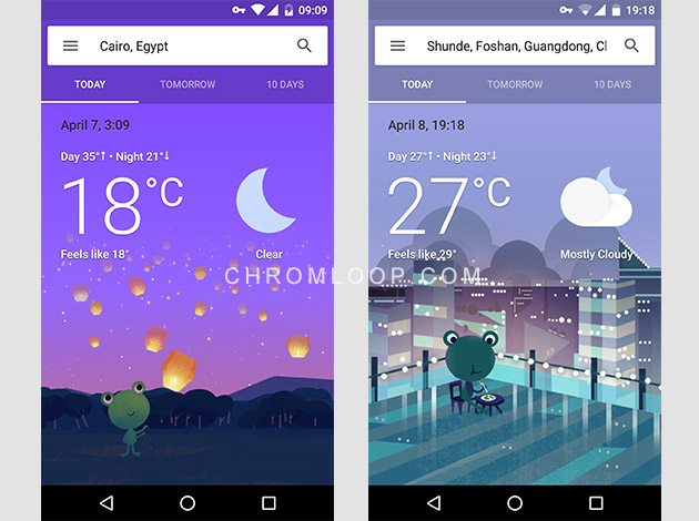 Google Now Weather Frog Clear Night 2