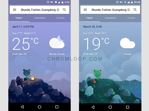 Google Now Weather Frog Cloudy Night