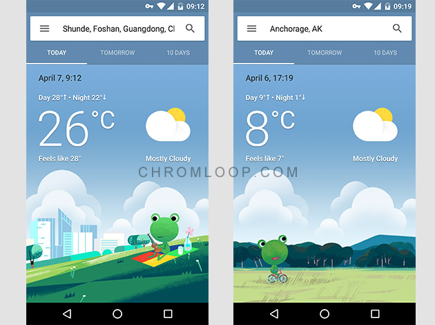 Google Now Weather Frog Sunny