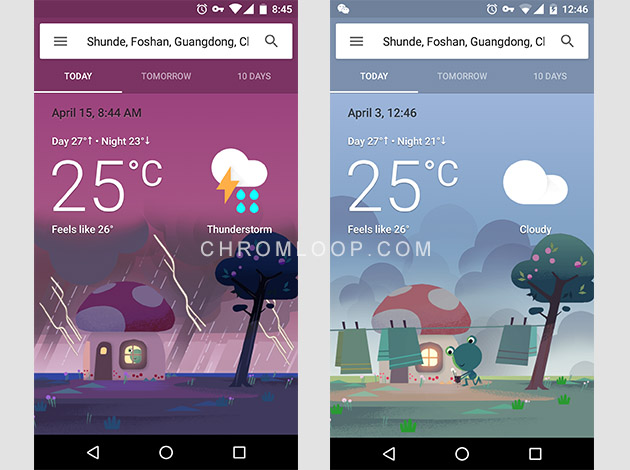 Google Now Weather Frog Thunder