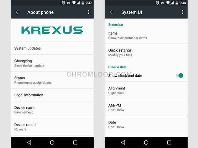 Nexus 5 running Krexus ROM